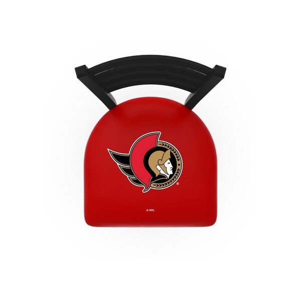 Holland Bar Stool Co 25" Blk Wrinkle Ottawa Senators Stationary Counter Stool, Ladder Back - L00425OTTSEN