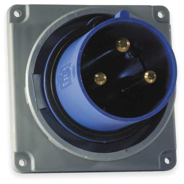 Hubbell IEC Pin and Sleeve Inlet, 100A, 250V, Blue - HBL3100B6W