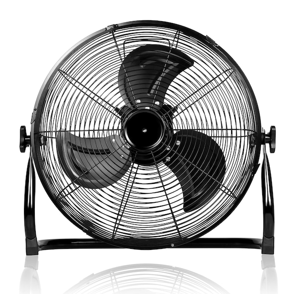 Edendirect 12 in. Heavy-Duty Metal Floor Fan for Industrial, Commercial, Residential, Office, Black - IR-FLOOR12Y12000