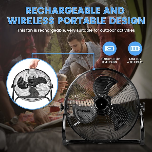 Edendirect 12 in. Heavy-Duty Metal Floor Fan for Industrial, Commercial, Residential, Office, Black - IR-FLOOR12Y12000