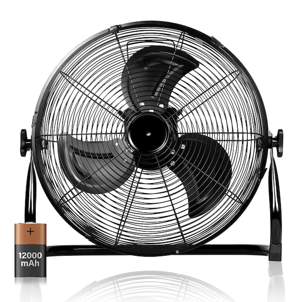 Edendirect 12 in. Heavy-Duty Metal Floor Fan for Industrial, Commercial, Residential, Office, Black - IR-FLOOR12Y12000