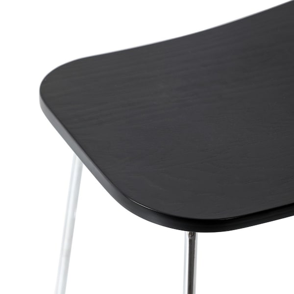Leisuremod Melrose Modern Wood Counter Stool With Chrome Frame, Black, 4PK - MS26BL4