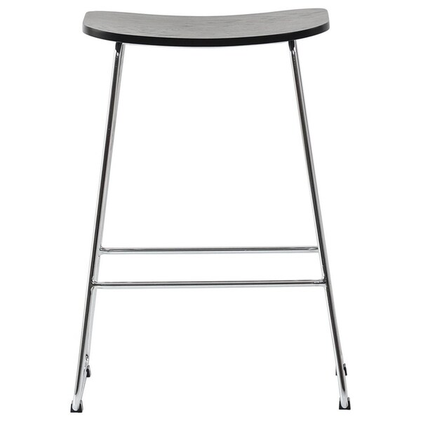 Leisuremod Melrose Modern Wood Counter Stool With Chrome Frame, Black, 4PK - MS26BL4