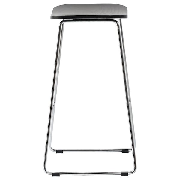 Leisuremod Melrose Modern Wood Counter Stool With Chrome Frame, Black, 4PK - MS26BL4