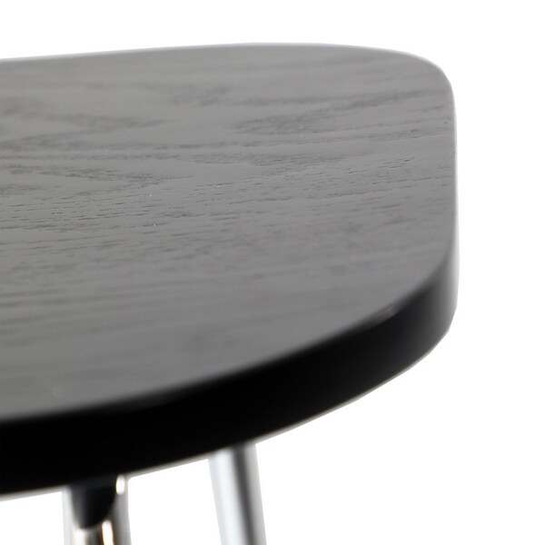 Leisuremod Melrose Modern Wood Counter Stool With Chrome Frame, Black, 4PK - MS26BL4