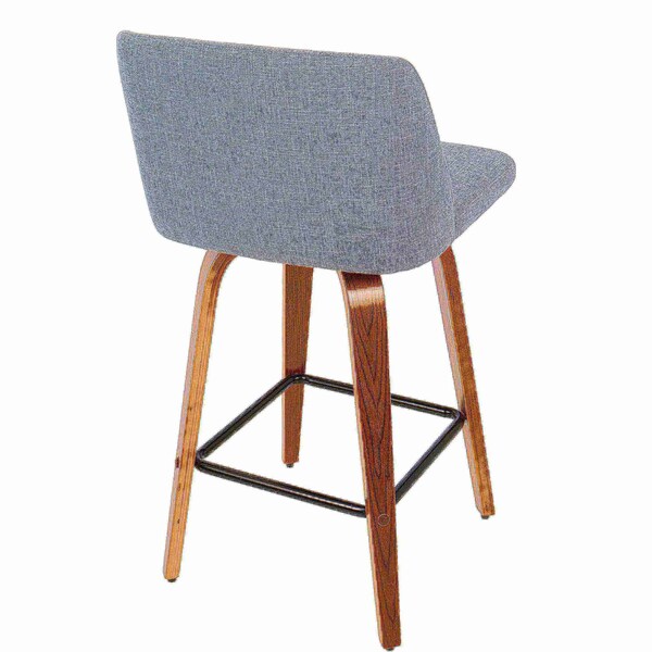 Lumisource Toriano Counter Stool in Walnut and Grey Fabric, PK 2 - B26-TRNO2X WLGY2