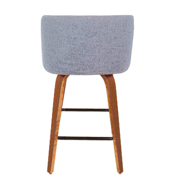 Lumisource Toriano Counter Stool in Walnut and Grey Fabric, PK 2 - B26-TRNO2X WLGY2