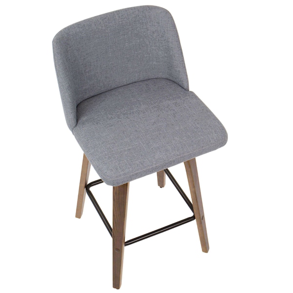 Lumisource Toriano Counter Stool in Walnut and Grey Fabric, PK 2 - B26-TRNO2X WLGY2
