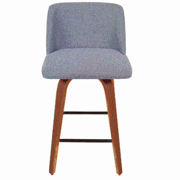 Lumisource Toriano Counter Stool in Walnut and Grey Fabric, PK 2 - B26-TRNO2X WLGY2