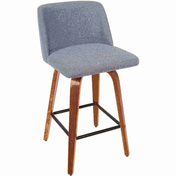 Lumisource Toriano Counter Stool in Walnut and Grey Fabric, PK 2 - B26-TRNO2X WLGY2