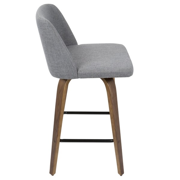 Lumisource Toriano Counter Stool in Walnut and Grey Fabric, PK 2 - B26-TRNO2X WLGY2