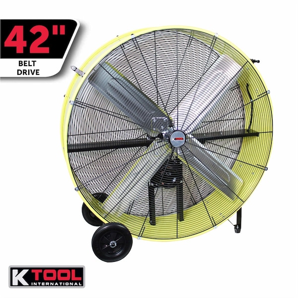 K-Tool International 42 In. Belt Drive Industrial Drum Fan, Safety Yellow Pallet Of 4 - KTI77743-PL4