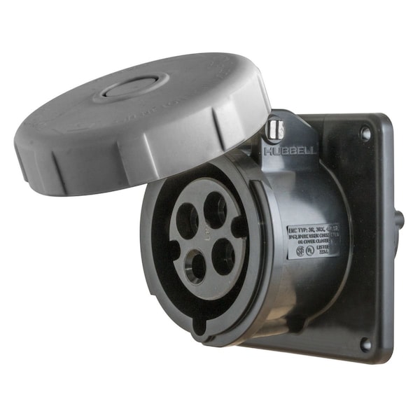 Hubbell IEC Pin and Sleeve Receptacle, 30A, 600V - HBL430R5W