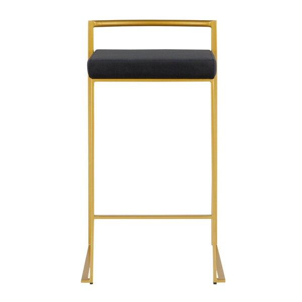 Lumisource Fuji Counter Stool in Gold with Black Velvet Cushion, PK 2 - B26-FUJI AUVBK2