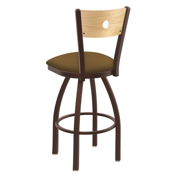 Holland Bar Stool Co 25" Swivel Counter Stool, Bronze Finish, Nat Back, Canter Saddle Seat - 83025BZNATMPLB012