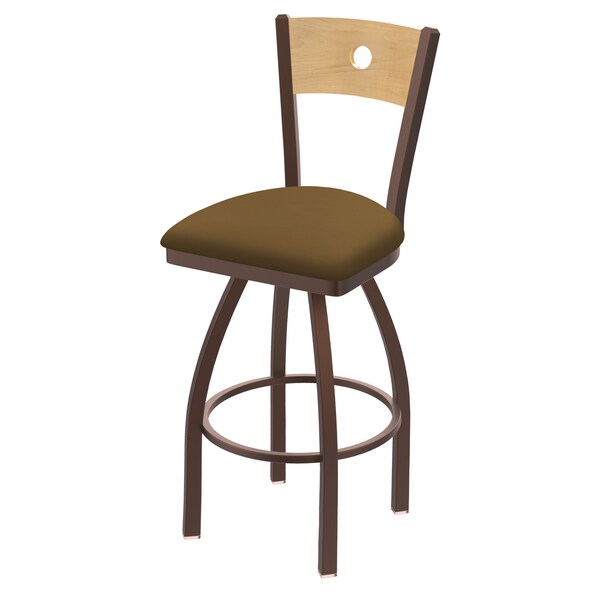 Holland Bar Stool Co 25" Swivel Counter Stool, Bronze Finish, Nat Back, Canter Saddle Seat - 83025BZNATMPLB012