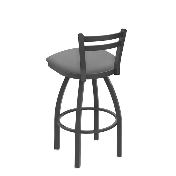 Holland Bar Stool Co 25" Low Back Swivel Counter Stool, Pewter Finish, Canter Grey Seat - 41125PW007