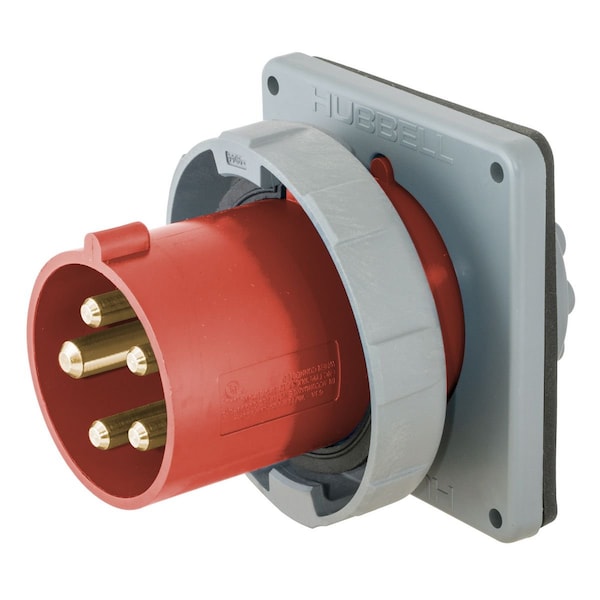 Hubbell Wiring Device-Kellems IEC Pin and Sleeve Inlet, 30-32A, 220-415V, 3-Pole, 4 Wire Grounding - HBL530B6W