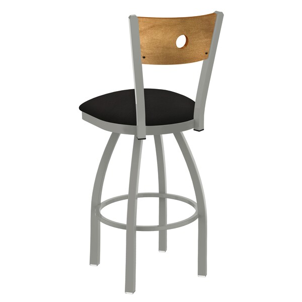 Holland Bar Stool Co 25" Swivel Counter Stool, Nickel Finish, Med Back, Canter Espresso Seat - 83025ANMEDMPLB003