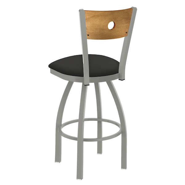 Holland Bar Stool Co 25" Swivel Counter Stool, Nickel Finish, Med Back, Canter Iron Seat - 83025ANMEDMPLB008