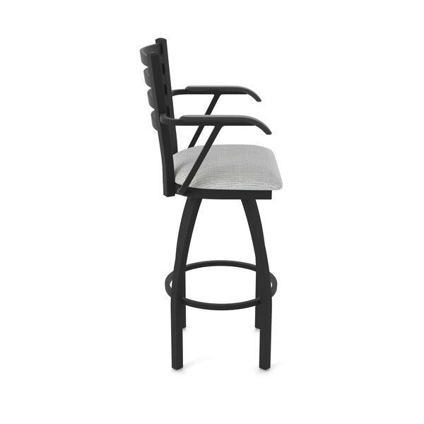 Holland Bar Stool Co Jackie with Arms 25 in. Swivel Counter Stool with Black Wrinkle Finish and Graph Alpine Seat - 415