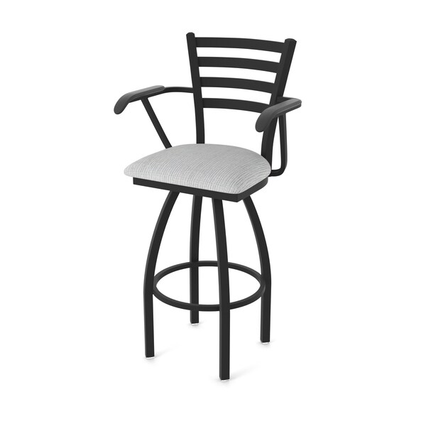 Holland Bar Stool Co Jackie with Arms 25 in. Swivel Counter Stool with Black Wrinkle Finish and Graph Alpine Seat - 415