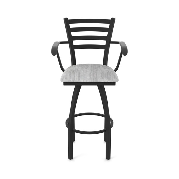 Holland Bar Stool Co Jackie with Arms 25 in. Swivel Counter Stool with Black Wrinkle Finish and Graph Alpine Seat - 415