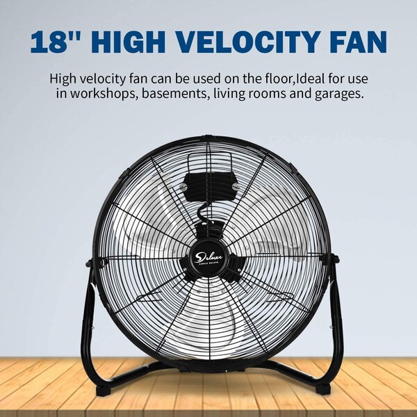 Edendirect 18 Inch 3-Speed High Velocity Industrial Metal Floor Fan.Tiltable, 2PK - IR-FLOOR18X2