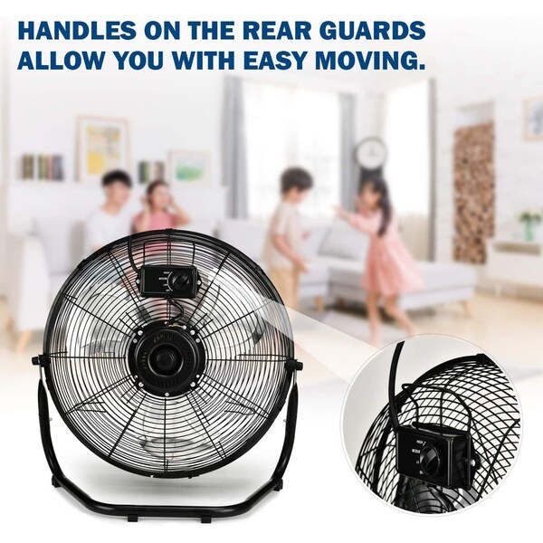 Edendirect 18 Inch 3-Speed High Velocity Industrial Metal Floor Fan.Tiltable, 2PK - IR-FLOOR18X2