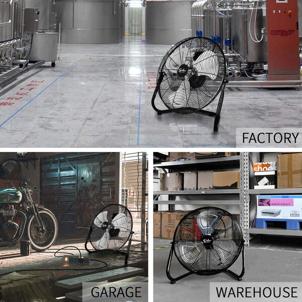 Edendirect 18 Inch 3-Speed High Velocity Industrial Metal Floor Fan.Tiltable, 2PK - IR-FLOOR18X2
