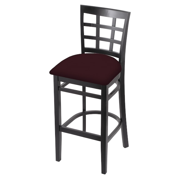 Holland Bar Stool Co 25" Counter Stool, Black Finish, Canter Bordeaux Seat - 313025BLK005