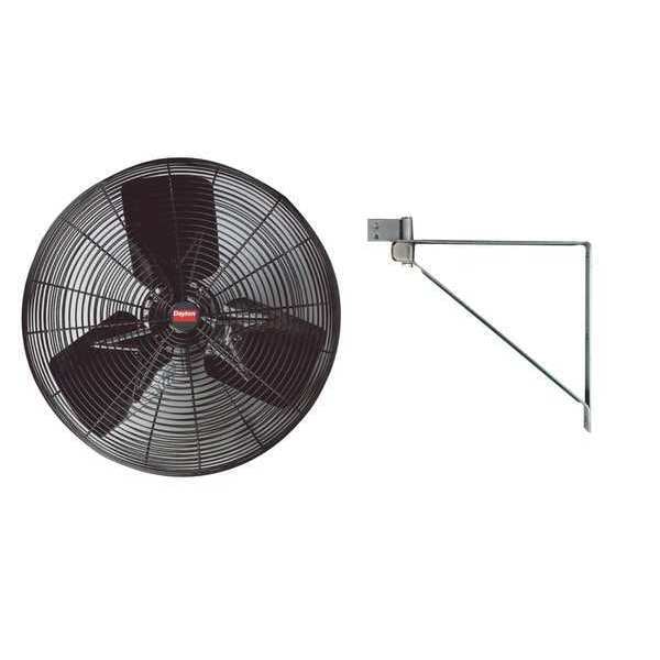 Dayton Light Duty Industrial Fan, Wall Mount, 24 in Blade Dia, 115V, 3,510/6,400 cfm, Oscillating - 6ALF0