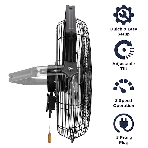 Maxx Air Fan, Wall, Ceiling Mount, 18 in Blade Dia, 120V, 1,350/1,400/1,450 cfm, Non-Oscillating - HVWM18UPS