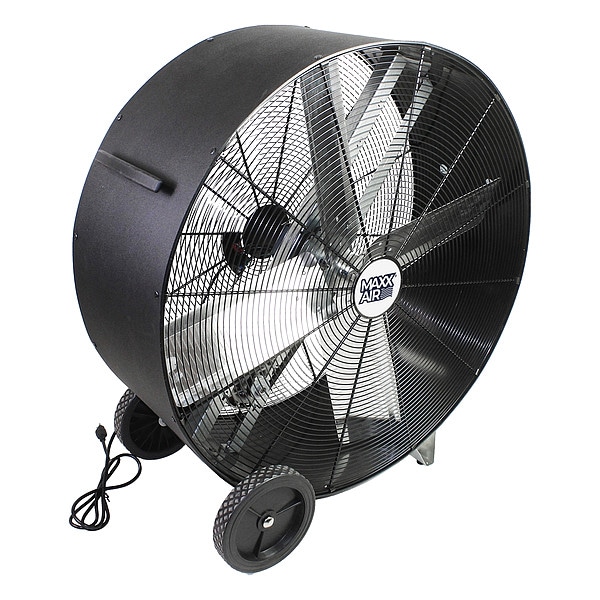 Maxx Air High Velocity Industrial Fan, Floor Mount, 36 in Blade Dia, 120V, 7,300/10,200 cfm, Non-Oscillating - BF36BDPEBLK