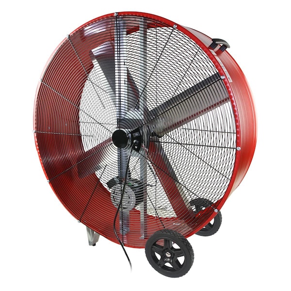Maxx Air Barrel Air Circulator Fan, Mobile Mount, 42 in Blade Dia, 120V, 9,500/13,300 cfm, Non-Oscillating - BF42BD RED