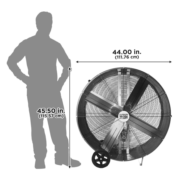 Maxx Air Barrel Air Circulator Fan, Mobile Mount, 42 in Blade Dia, 120V, 9,500/13,300 cfm, Non-Oscillating - BF42BD RED