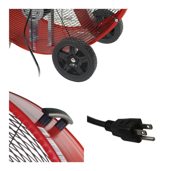 Maxx Air Barrel Air Circulator Fan, Mobile Mount, 42 in Blade Dia, 120V, 9,500/13,300 cfm, Non-Oscillating - BF42BD RED