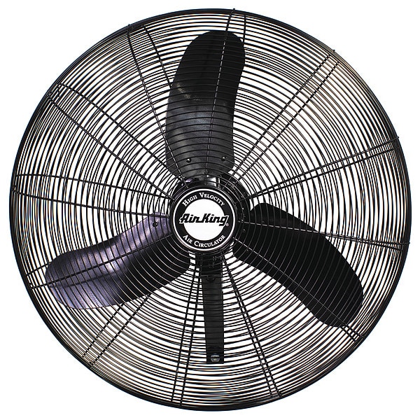 Air King Standard Duty Industrial Fan, Wall Mount, 30 in Blade Dia, 120V, 5,570/7,480/8,780 cfm - 9070