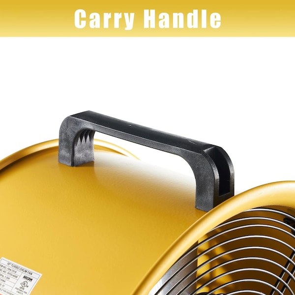 Edendirect Heavy Duty High Velocity Turbo Floor Fan, 16 in Blade Dia, 120V, 2,100/2,400/2,800 cfm - IR-FANTD16