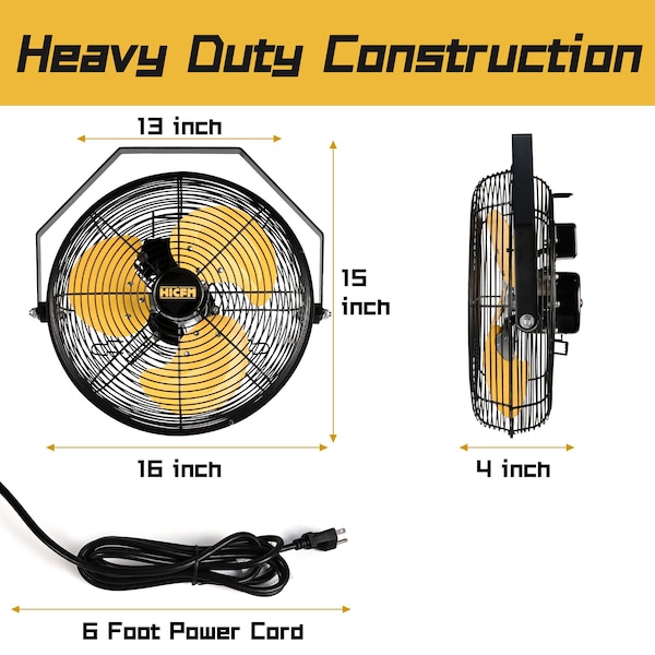 Edendirect Fan, Wall Mount, 12 in Blade Dia, 120V, 1,700/2,100/2,500 cfm - IR-FANW12A