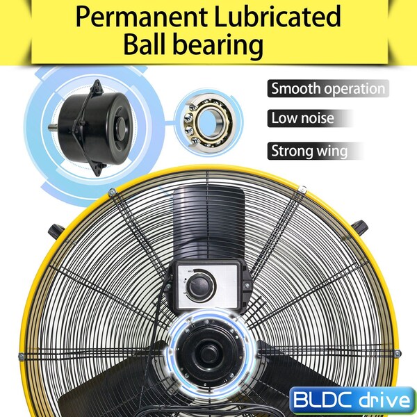 Edendirect Heavy Duty Industrial Blower Drum Fan, 30 in Blade Dia, 120V, 2,900/4,800 cfm - IR-FAND30FDC