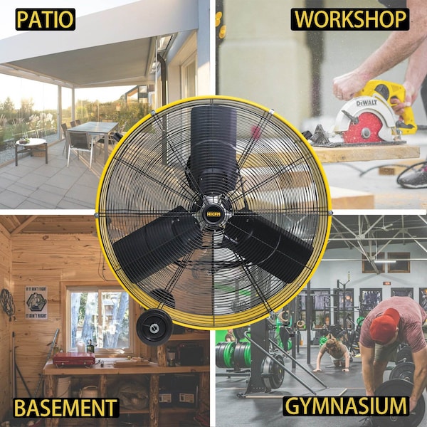 Edendirect Heavy Duty Industrial Blower Drum Fan, 30 in Blade Dia, 120V, 2,900/4,800 cfm - IR-FAND30FDC