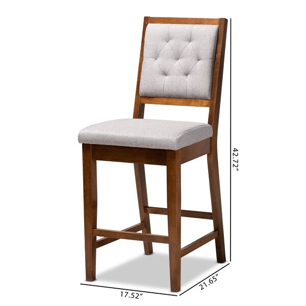 Baxton Studio Gideon ModernGrey Fabric Upholstered and Walnut Brown Finished Wood 2-Piece Counter Stool Set PR - 194-2PC-12147-ZORO
