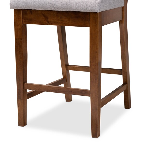 Baxton Studio Gideon ModernGrey Fabric Upholstered and Walnut Brown Finished Wood 2-Piece Counter Stool Set PR - 194-2PC-12147-ZORO
