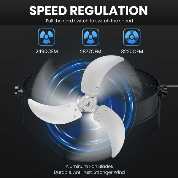 Edendirect 20 in. 3-Speed High Velocity Black Indoor/Outdoor Wall Mount Fan with Rack - IR-WALL20RK02
