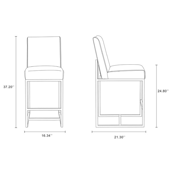 Manhattan Comfort Element 24" Faux Leather Counter Stool in Graphite and Polished Chrome (Set of 3) - 3-CS003-GP