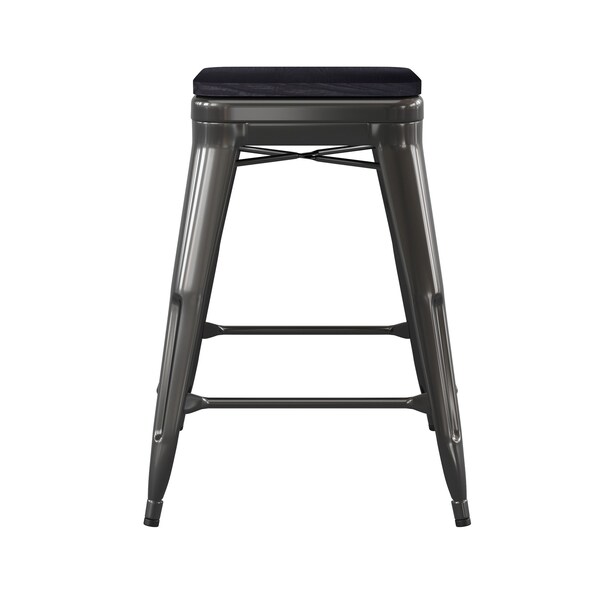 Flash Furniture 24" Black Metal Counter Stool-Black Poly Seat, 4PK - 4-ET-31320-24-BK-R-PL2B-GG