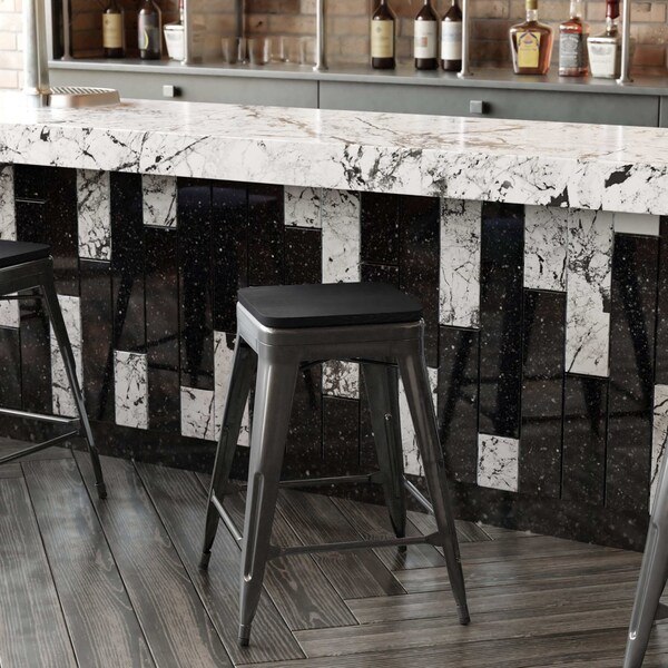 Flash Furniture 24" Black Metal Counter Stool-Black Poly Seat, 4PK - 4-ET-31320-24-BK-R-PL2B-GG