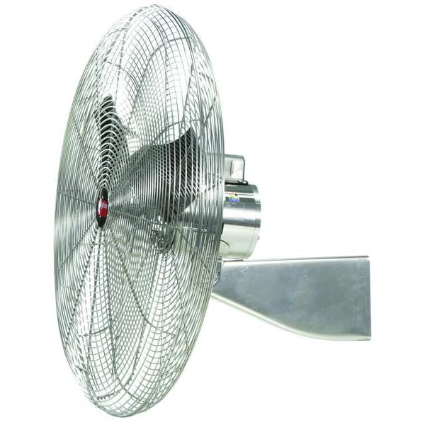 Dayton Washdown Industrial Washdown Fan, Wall Mount, 30 in Blade Dia, 115/230V, 8,800 cfm, Non-Oscillating - 70832