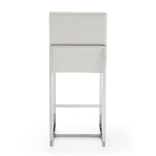 Manhattan Comfort Element 24" Faux Leather Counter Stool in Pearl White and Polished Chrome (Set of 3) - 3-CS003-PW
